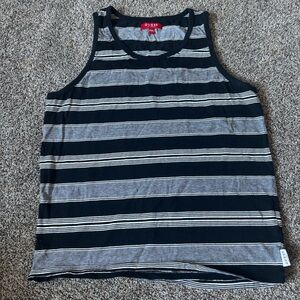 Guess Black and Gray Striped Tank Top size large men’s preloved
